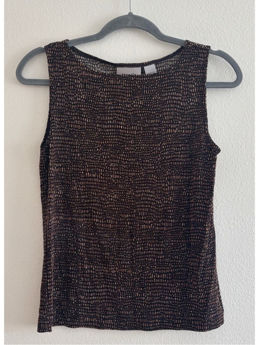 Chico's Travelers Black Brown Printed Tank Size 1